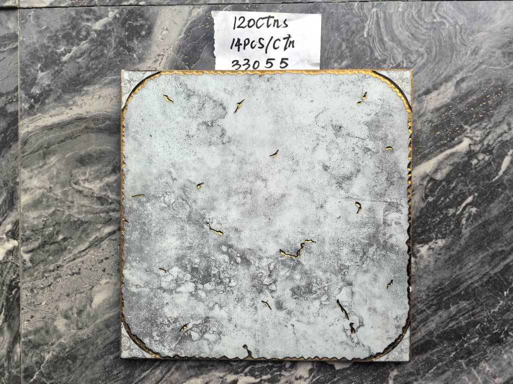 Grey cloud mineral tile with gold edge — 120 cartons