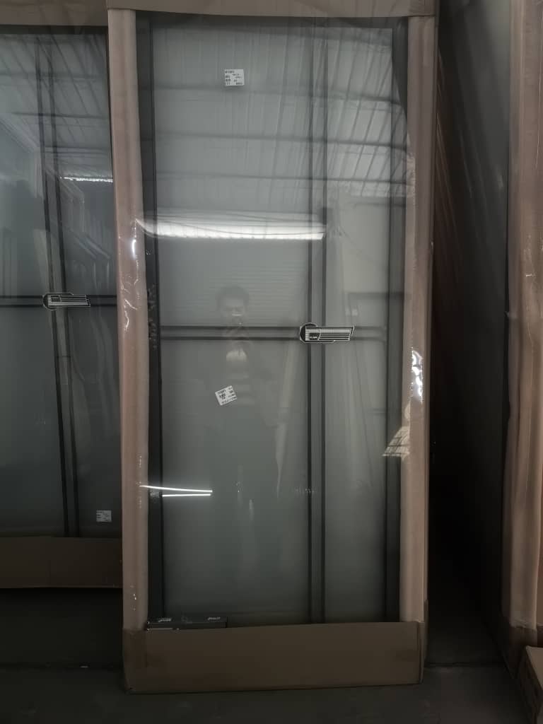 Full glass frosted door with chrome handle